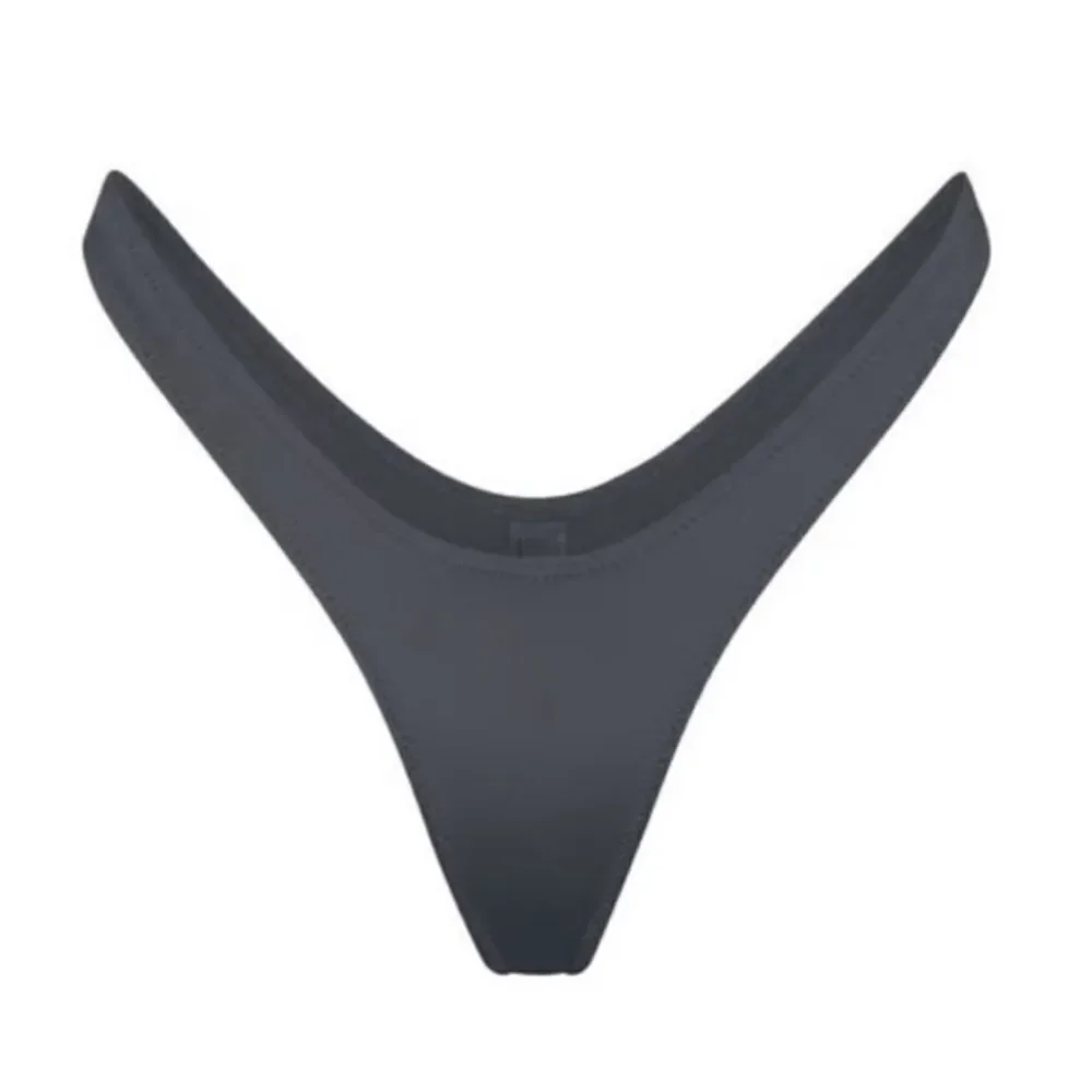 NWT SKIMS Recycled Swim Tanga Cheeky Thong Bikini Bottom In Gunmetal Gray Bikini